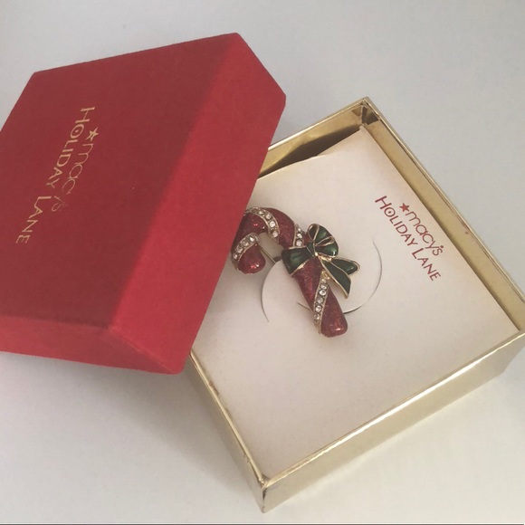 LIMITED Edition Gold HOLIDAY Candy Cane Brooch - Picture 2 of 8